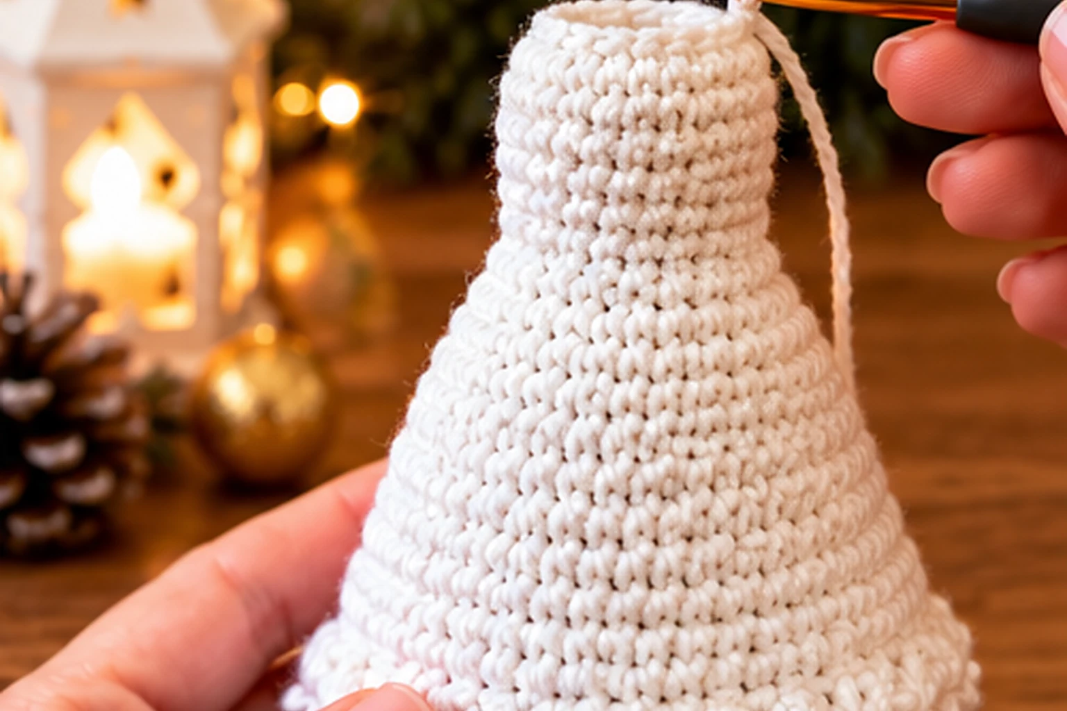03 weihnachtsengel kleid 1536x1024 1 Weihnachtsengel häkeln Schritt 2: weißes Glockenkleid mit gehäkeltem Muschelsaum